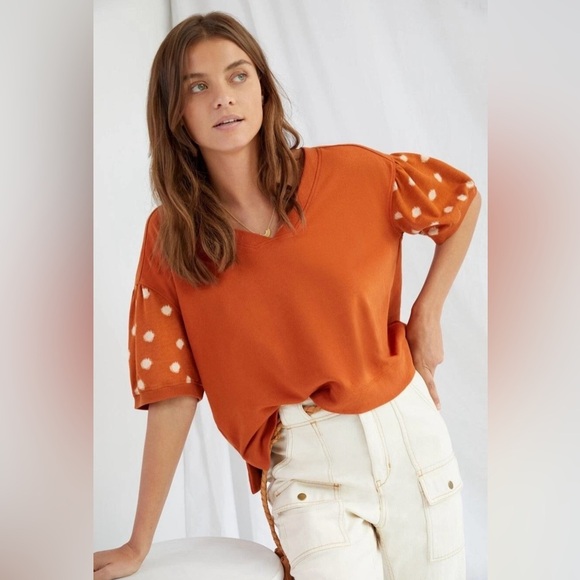 Daily Practice Other - Daily Practice Anthropologie Orange Polka Dot 2 Piece Lounge Set Size XL